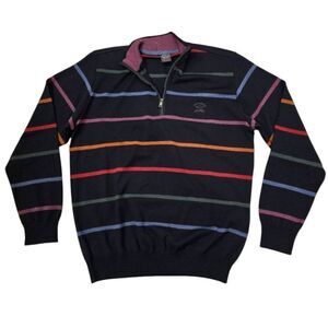 PAUL & SHARK Yachting Mens 1/4 Zip Pullover Jumper Sweater M Navy Blue Striped
